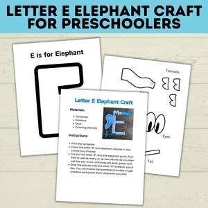 Elephant E Craft for Kids | E Crafts for Kids | Letter Crafts | Alphabet Crafts | Preschool Crafts | Toddler Crafts | Kids Crafts | PDF