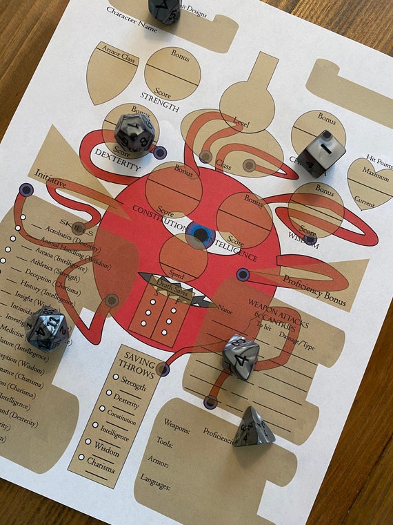 Monster Character Sheet D&amp;D 5e | Etsy