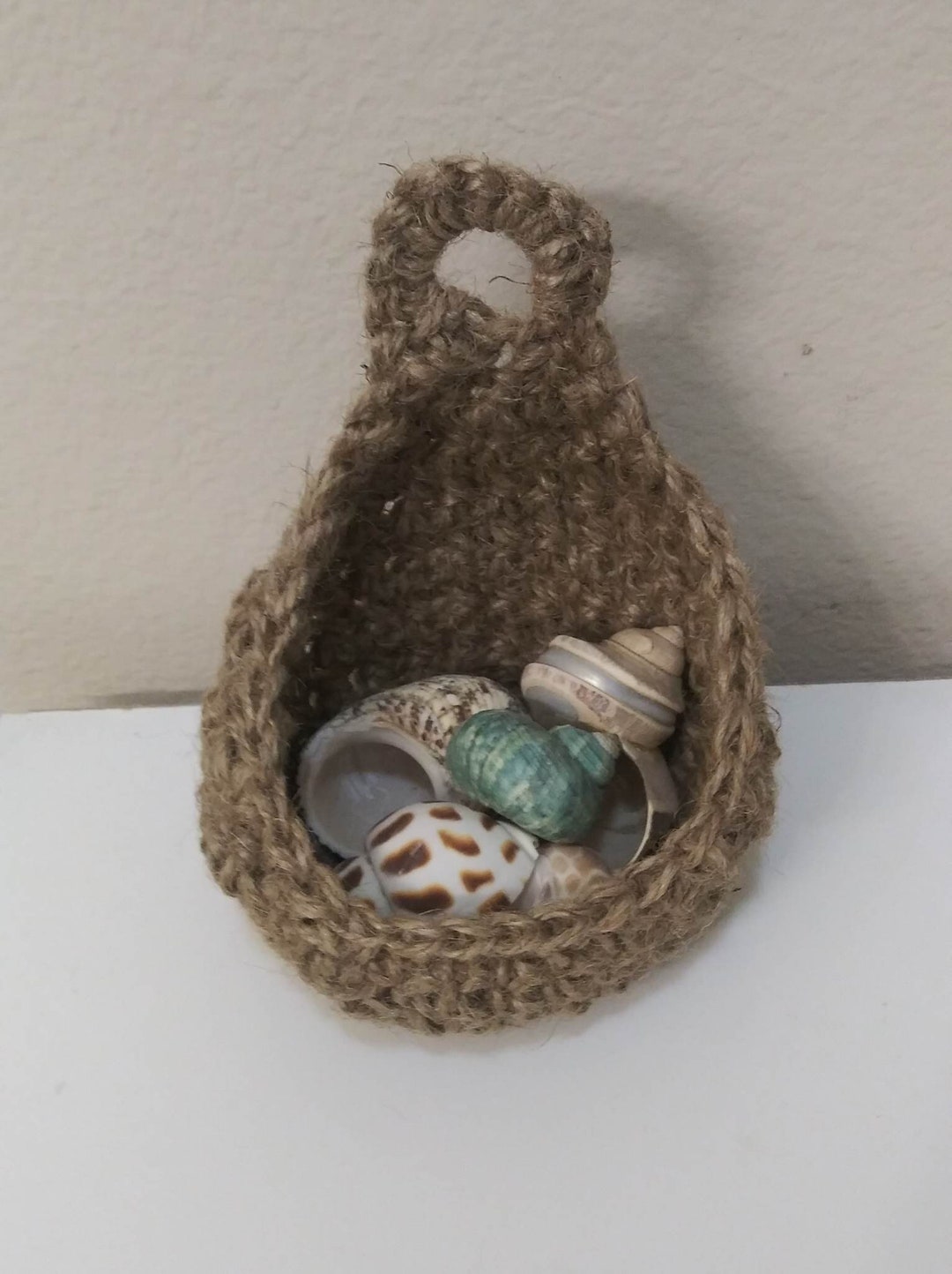 Crocheted Jute Hanging Shell Shop for Hermit Crabs shells NOT Etsy