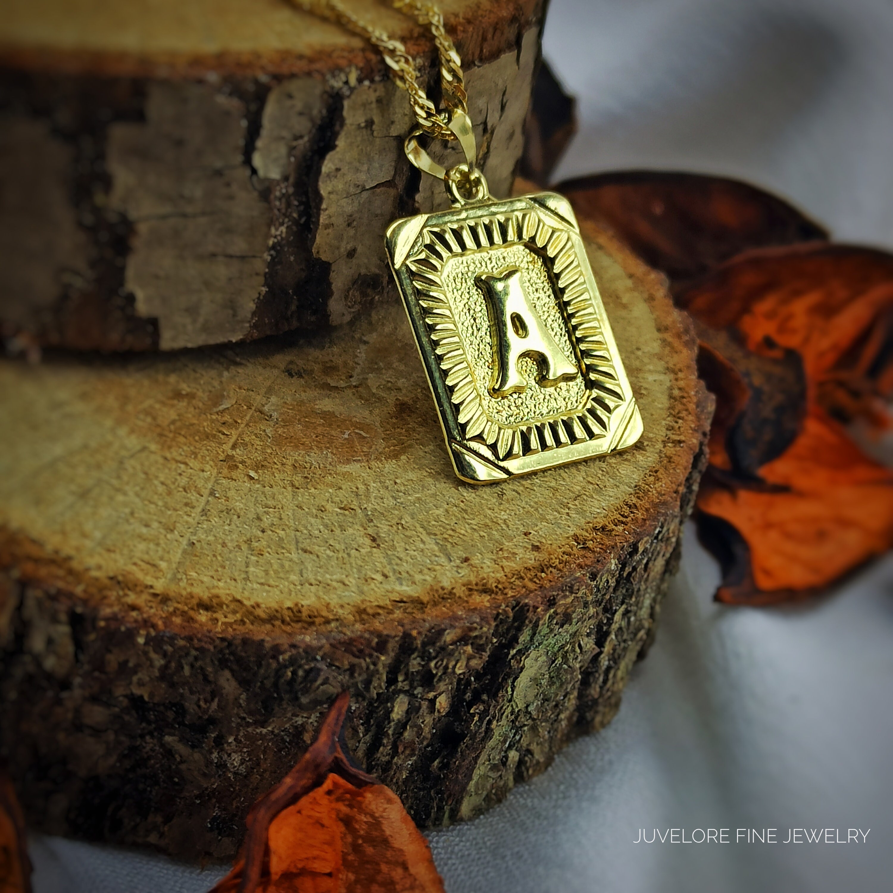 14K Initial Gold Pendant Solid Gold Letter Necklace With Etsy