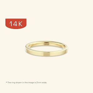 Flat Court 14k Solid Yellow Gold Wedding Band |NOT Hollow| FLAT | MEDIUM Weight | Comfort Fit | Polished Plain Wedding Rings for Men & Women