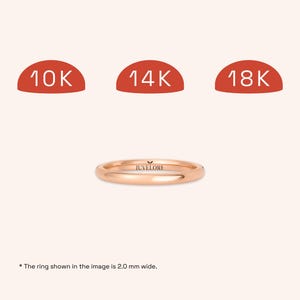 2 mm Rose Gold DOME Wedding Band | Traditional Court | Comfort Fit | POLISHED | 10k, 14k, 18k Solid (NOT Hollow) Plain Wedding Ring
