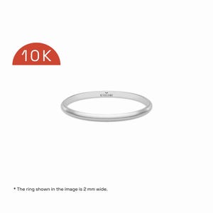 D-Shape 10k Solid White Gold Wedding Band, NOT Hollow | DOME | MEDIUM Weight | Classic Fit | Matte Plain Wedding Rings for Men & Women