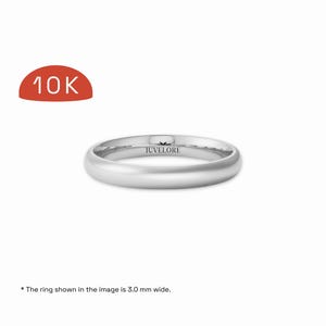 Traditional DOME 10k Solid White Gold Wedding Band, NOT Hollow | HEAVY Weight | Comfort Fit | Matte Plain Wedding Rings for Men & Women
