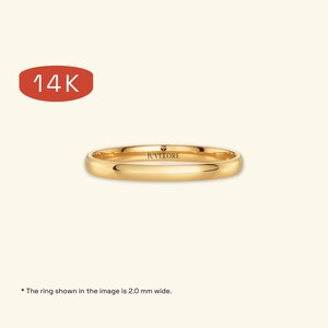 Slight DOME Court 14k Solid Yellow Gold Wedding Band, NOT Hollow | MEDIUM Weight, Comfort Fit | Polished Plain Wedding Rings for Men & Women