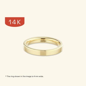 Flat Court 14k Solid Yellow Gold Wedding Band | NOT Hollow| FLAT | HEAVY Weight | Comfort Fit | Polished Plain Wedding Rings for Men & Women