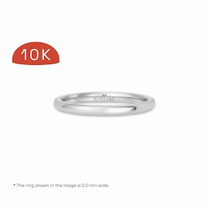 Traditional DOME 10k Solid White Gold Wedding Band, NOT Hollow | MEDIUM Weight | Comfort Fit | Polished Plain Wedding Rings for Men & Women