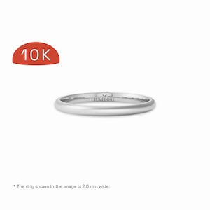 Traditional DOME 10k Solid White Gold Wedding Band, NOT Hollow | MEDIUM Weight | Comfort Fit | Matte Plain Wedding Rings for Men & Women