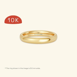 Traditional DOME 10k Solid Yellow Gold Wedding Band, NOT Hollow | HEAVY Weight | Comfort Fit | Polished Plain Wedding Rings for Men & Women