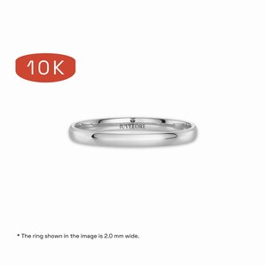 Slight DOME Court 10k Solid White Gold Wedding Band, NOT Hollow | MEDIUM Weight | Comfort Fit | Polished Plain Wedding Rings for Men & Women