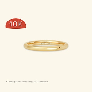 Traditional DOME 10k Solid Yellow Gold Wedding Band, NOT Hollow | MEDIUM Weight | Comfort Fit | Polished Plain Wedding Rings for Men & Women
