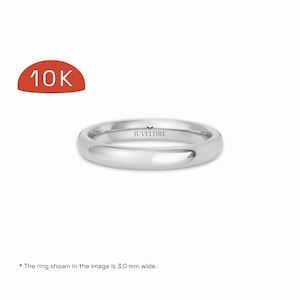 Traditional DOME 10k Solid White Gold Wedding Band, NOT Hollow | HEAVY Weight | Comfort Fit | Polished Plain Wedding Rings for Men & Women