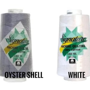 Signature Thread / 50 wt cotton / piecework quilting / well known brand / 770 yrds / tapered cone / 2 colors