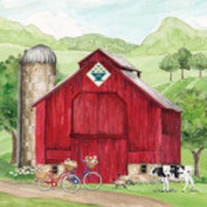 Spring Barn panel for Quilt, Single big barn, Throw, or whatever project, old barns, quilt store, quilt fabric, panel by Tara Reed