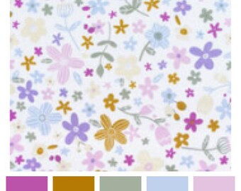 Flowers/ blender / backing / pastel colors / multiple colors/ all over design /spring or Easter /  table runner or throw / fabric sale