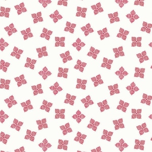 May include: A seamless pattern featuring a repeating design of small, pink, five-pointed stars on a white background.