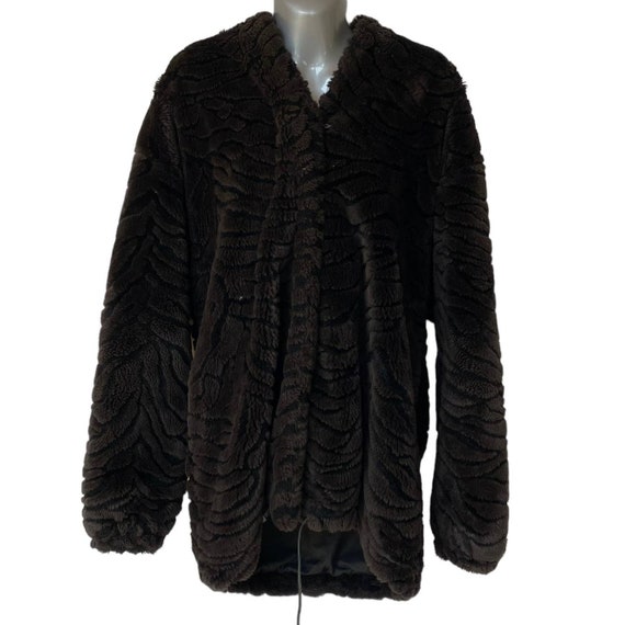 Vintage Duffel Outdoor Coat Brown Faux Fur Hooded… - image 1