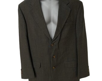 Vintage Oscar de la Renta Blazer Black Green Gray Jacket Sport Coat Men's Sz 42L