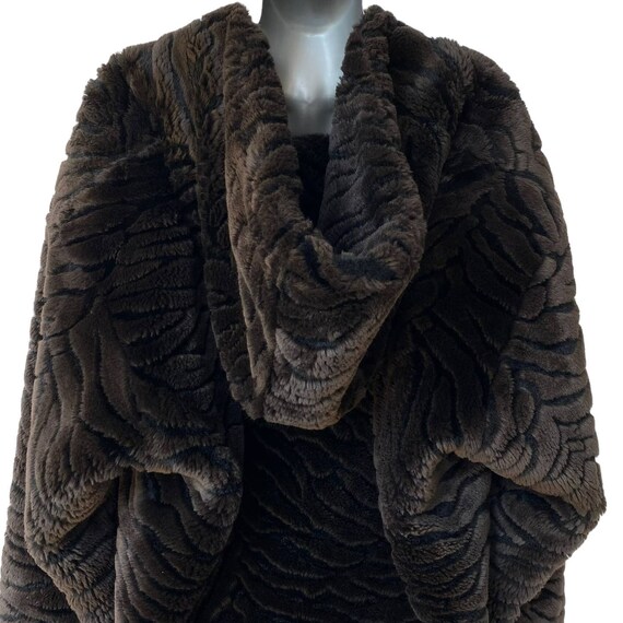 Vintage Duffel Outdoor Coat Brown Faux Fur Hooded… - image 6