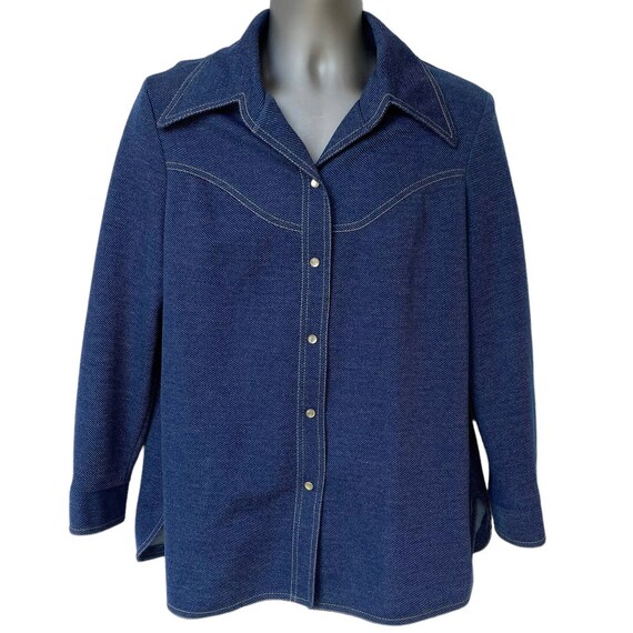 Vintage Mr. Alex Shirt Western Blue Chambray Coll… - image 9