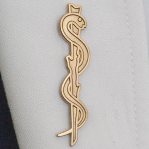 Staff or Rod of Asclepius Lapel Pin - True Medical Symbol, Medical pin