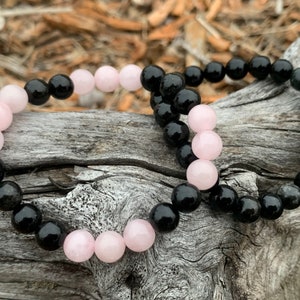 Chakra Bracelet | Rose Quartz | Obsidian | Stretch Bracelet | Healing Energy | Manifestation | Balance Protection Gift for Men Women