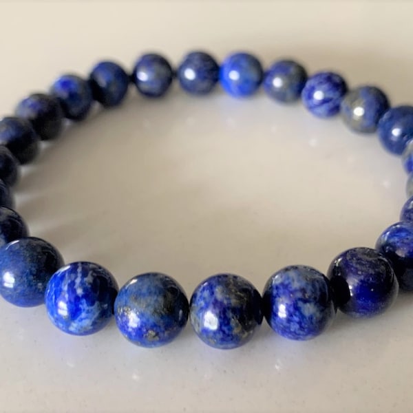 Chakra Bracelet | Lapis Lazuli | Stretch Bracelet | Healing Energy | Manifestation | Balance Protection Gift for Men Women | 8mm