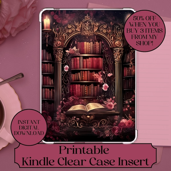 Kindle Hülle Paperwhite, Basic, Oasis Clear Case Insert Printable für eReader Buchliebhaber Geschenk Academia Bookish Merch Accessoires Download PDF