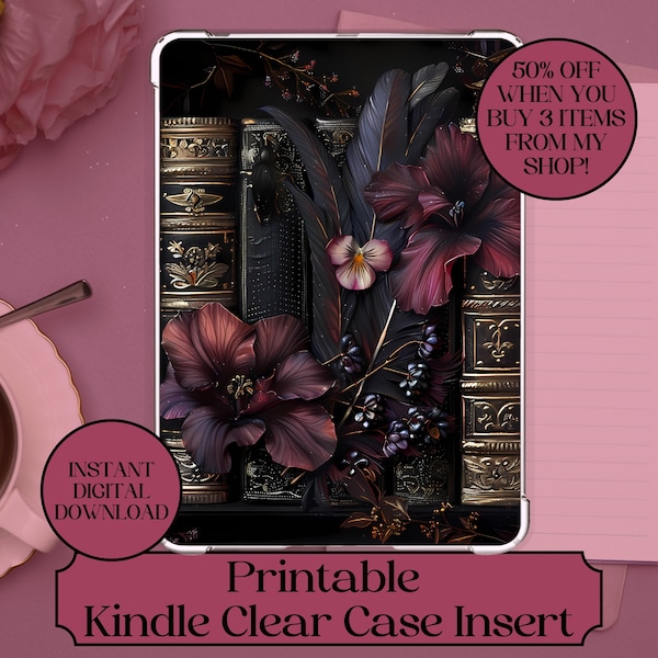Kindle Hülle Paperwhite, Basic, Oasis Clear Case Insert Printable für eReader Buchliebhaber Geschenk Academia Bookish Merch Accessoires Download PDF