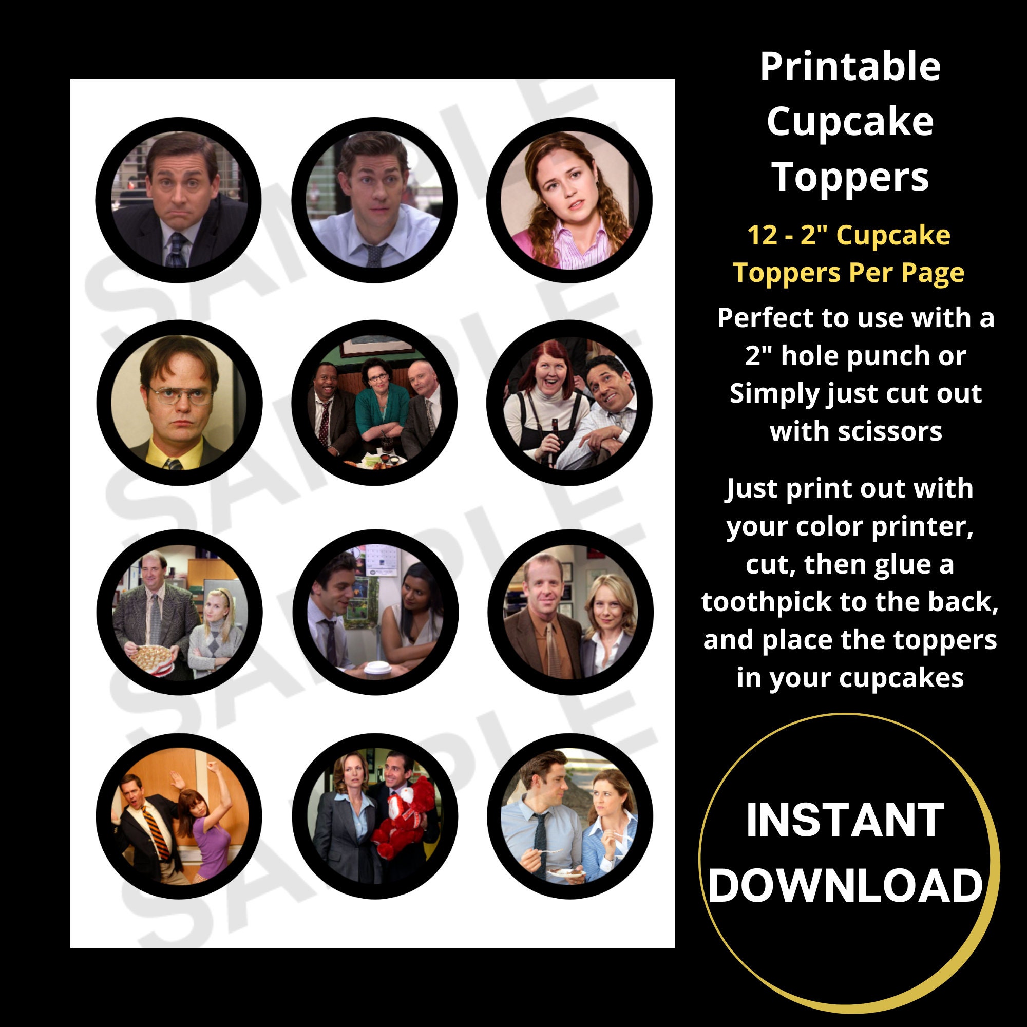 The Office Cupcake Toppers / DIY PRINTABLE PDF Digital | Etsy