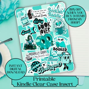 Kindle Hülle Paperwhite, Basic, Oasis Klar Hülle Insert Aufkleber für eReader Buchliebhaber Geschenk Academia Bookish Merch Teal Accessory