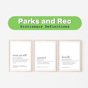 Parks and Recreation Definitions Printable Wall Art | Parks and Rec Prints Wall Decor | Parks and Rec 5"x7" Printable Funny Quote Set of 10