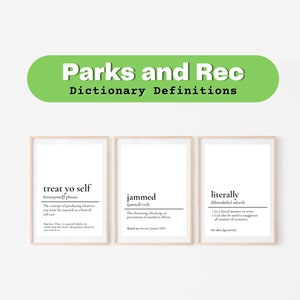Parks and Recreation Definitions Printable Wall Art | Parks and Rec Prints Wall Decor | Parks and Rec 5&quot;x7&quot; Printable Funny Quote Set of 10