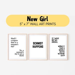 New Girl Printable Wall Art | New Girl Funny Quotes | New Girl Quote 5" x 7" Prints | New Girl Prints | New Girl TV Show Quotes Set of 10