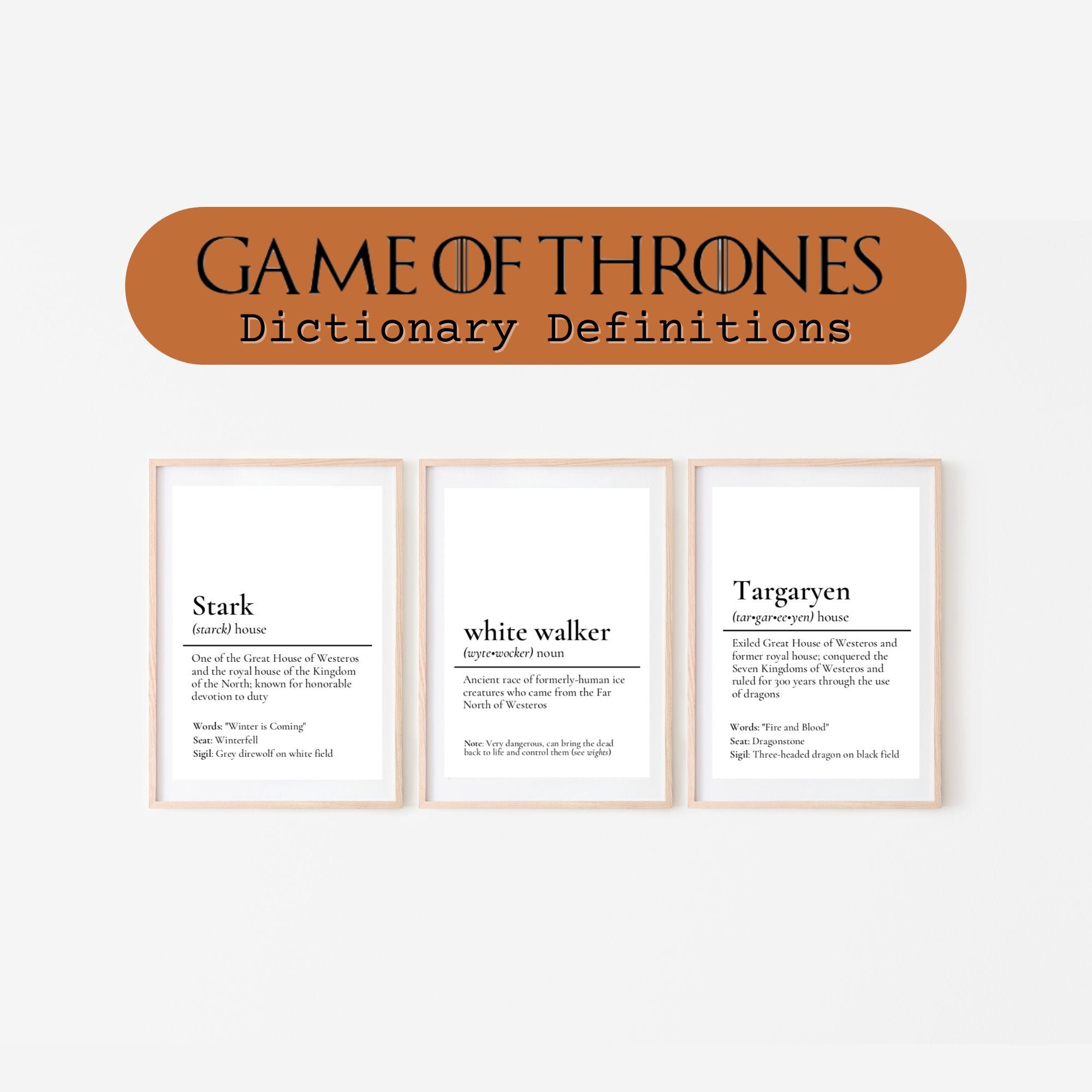 Game of Thrones Printable Wall Art Game of Thrones - Etsy
