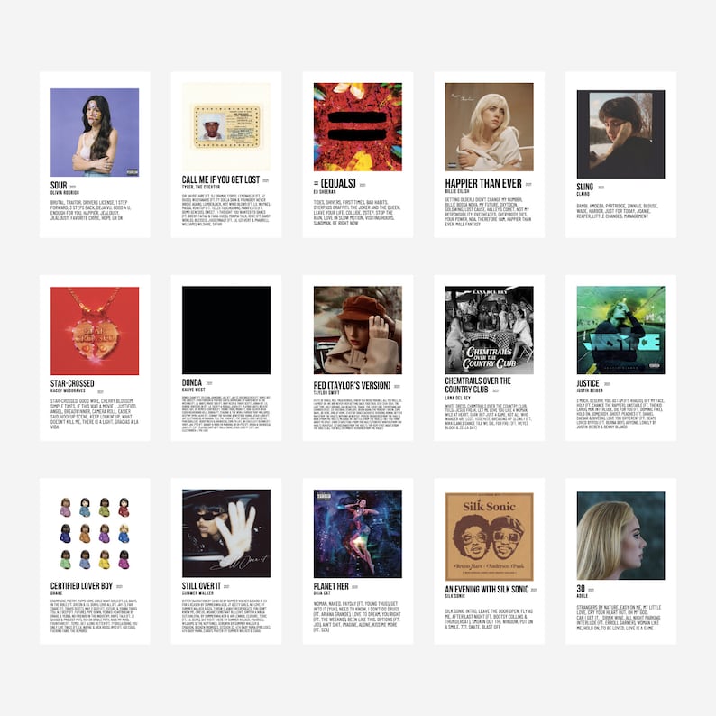 Printable Album Covers Collage Printable 2021 Music Poster Bedroom Wall