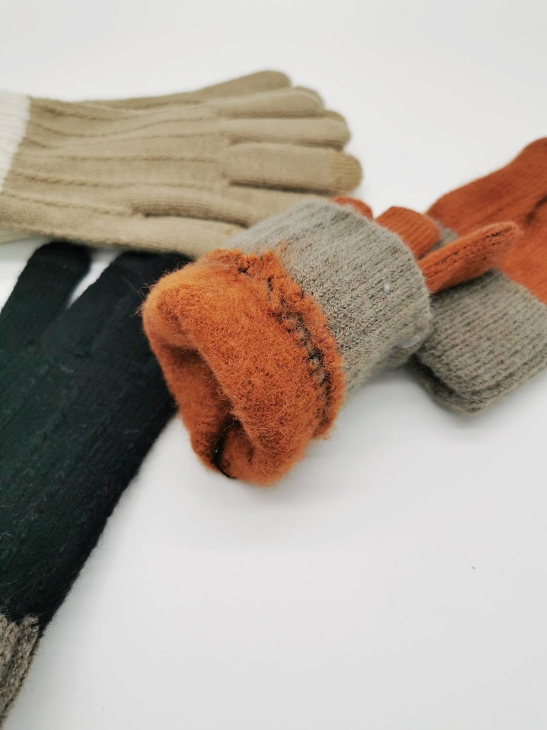 Schlichte zeitlose Damen Handschuhe für Herbst/Winter, dehnbar & warm, mit Touchscreen-Finger in Uni-Farben braun, natur, schwarz Bild 9