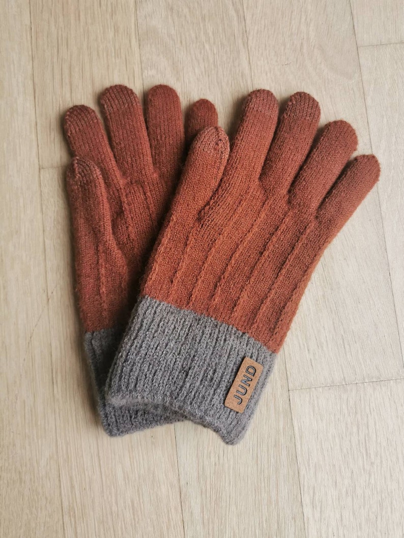 Schlichte zeitlose Damen Handschuhe für Herbst/Winter, dehnbar & warm, mit Touchscreen-Finger in Uni-Farben braun, natur, schwarz Fuchs rot