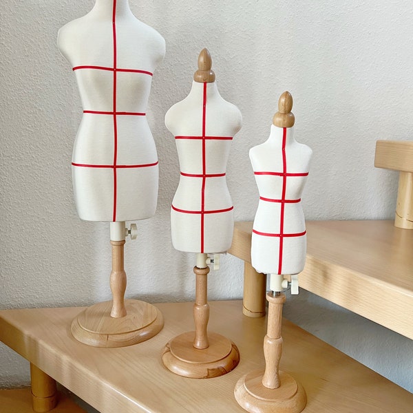 Professional ladies mini tailor's dummy for small and large fashion designers in 1/4 and 1/2 miniatures