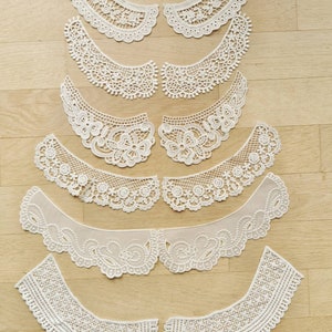 Pair of white finished embroidered lace collars