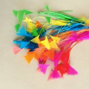 Colorful feather, ostrich feathers in a pack of 10 - fuchsia, pink, red, green, yellow, orange, turquoise