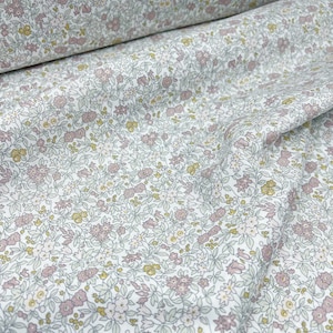 Liberty of London, 100% coton gris pastel et rose, Lasenby Cotton à fleurs Flower Show Pebble 1. Forget Me Not