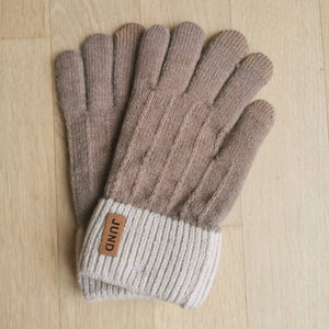 Schlichte zeitlose Damen Handschuhe für Herbst/Winter, dehnbar & warm, mit Touchscreen-Finger in Uni-Farben braun, natur, schwarz Mauve