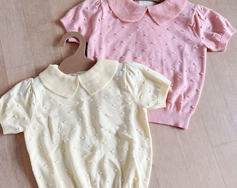 Chemise tricotée fraise d'été en rose, jaune