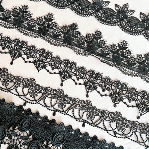 Creative wide black lace & trim with romantic motifs