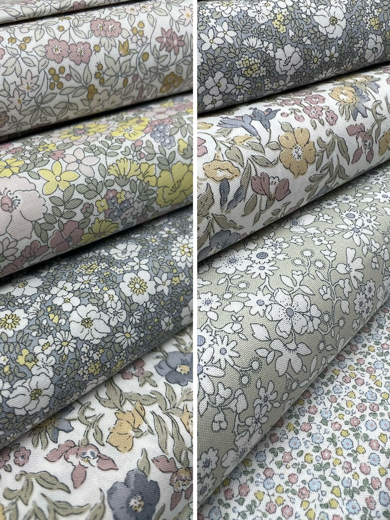 Liberty of London, 100% coton gris pastel et rose, Lasenby Cotton à fleurs Flower Show Pebble image 4