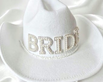 Gepersonaliseerde witte cowboyhoed bruid, cowgirlbruid, outfit vrijgezellenfeest