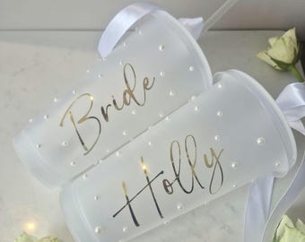 Personalized Bride Cold Cup with Straw | Bridal Shower hen Party Tumbler