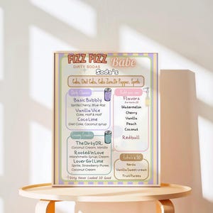 Dirty Soda Menu Template | Editable CANVA File | Build Your Own Soda Bar Sign | Retro Printable Drink Menu | Party Sign Digital Download