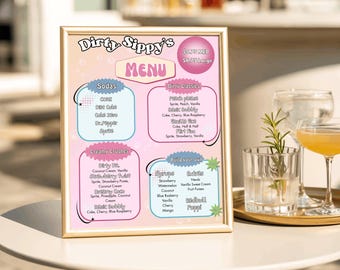 Dirty Soda Menu Template 8x10 | Retro Editable CANVA Drink Menu | Dirty Soda Bar Sign | Printable Soda Shop Menu | Cream Soda Menu Template